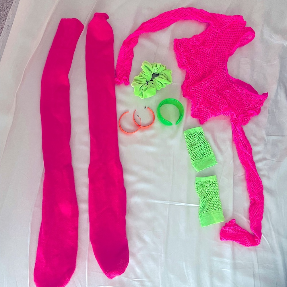 Neon Eighties 80s costume Accessories Bundle